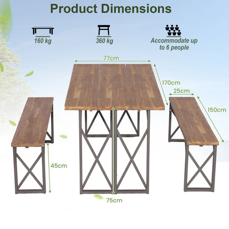 6-Person Outdoor Patio Dining Table Set with 2 Inch Umbrella Hole