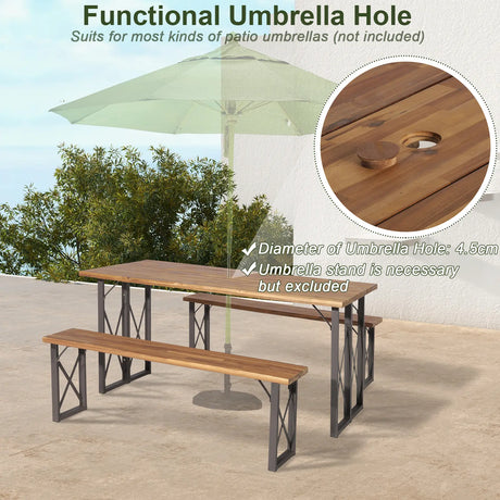 6-Person Outdoor Patio Dining Table Set with 2 Inch Umbrella Hole