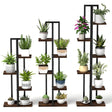 Set of 3 Indoor Plant Stands 4+5+6 Tier Corner Plant Holder with Anti-Tip Devices Brown