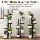 Set of 3 Indoor Plant Stands 4+5+6 Tier Corner Plant Holder with Anti-Tip Devices Brown
