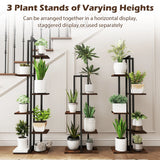 Set of 3 Indoor Plant Stands 4+5+6 Tier Corner Plant Holder with Anti-Tip Devices Brown