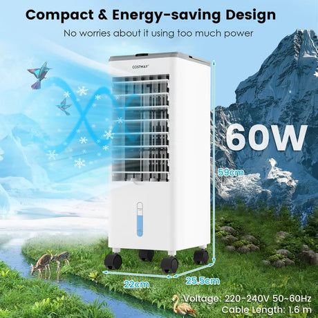3 Speed Evaporative Air Cooler with Sleep Mode and 3 Wind Mode-Grey