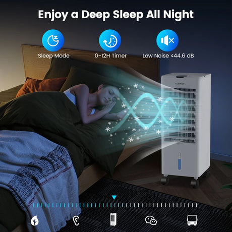 3 Speed Evaporative Air Cooler with Sleep Mode and 3 Wind Mode-White