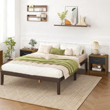 Bedside Table Nightstand with Drawer and Open Storage Shelf-Brown