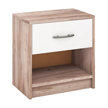 Bedside Table Nightstand with Drawer and Open Storage Shelf-Oak