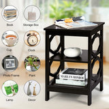 2 Pieces 3-tier Nightstand Sofa Side End Accent Table Storage Display Shelf-Espresso