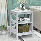2 Pieces 3-tier Nightstand Sofa Side End Accent Table Storage Display Shelf-Gray