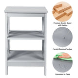 2 Pieces 3-tier Nightstand Sofa Side End Accent Table Storage Display Shelf-Gray