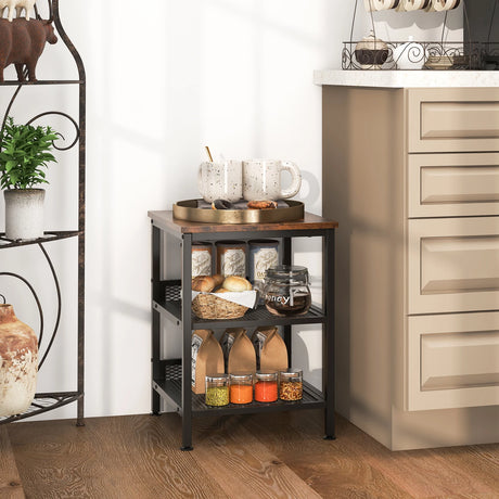 3-Tier Side Table with Dual Mesh Shelves for Living Room Bedroom and Kitchen-Coffee