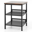 3-Tier Side Table with Dual Mesh Shelves for Living Room Bedroom and Kitchen-Coffee