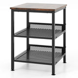 3-Tier Side Table with Dual Mesh Shelves for Living Room Bedroom and Kitchen-Coffee