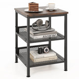 3-Tier Side Table with Dual Mesh Shelves for Living Room Bedroom and Kitchen-Coffee