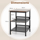 3-Tier Side Table with Dual Mesh Shelves for Living Room Bedroom and Kitchen-Coffee