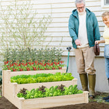 3-Tier Wooden Raised Garden Bed for Backyard Patio Gardening
