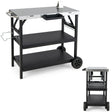 3-tier Mobile Food Prep Cart with Adjustable Shelf