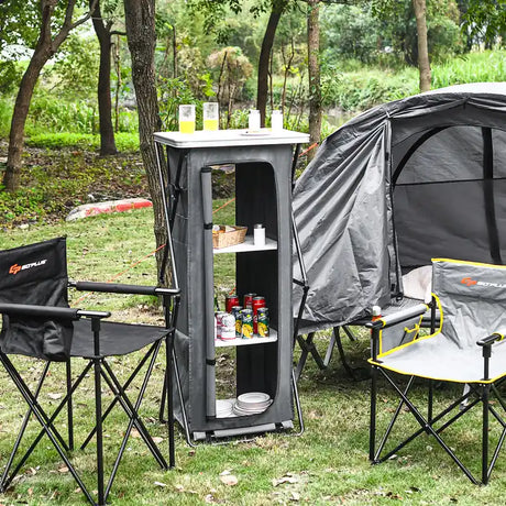 Folding Pop-Up Cupboard Compact Camping Storage Cabinet with Bag-XL