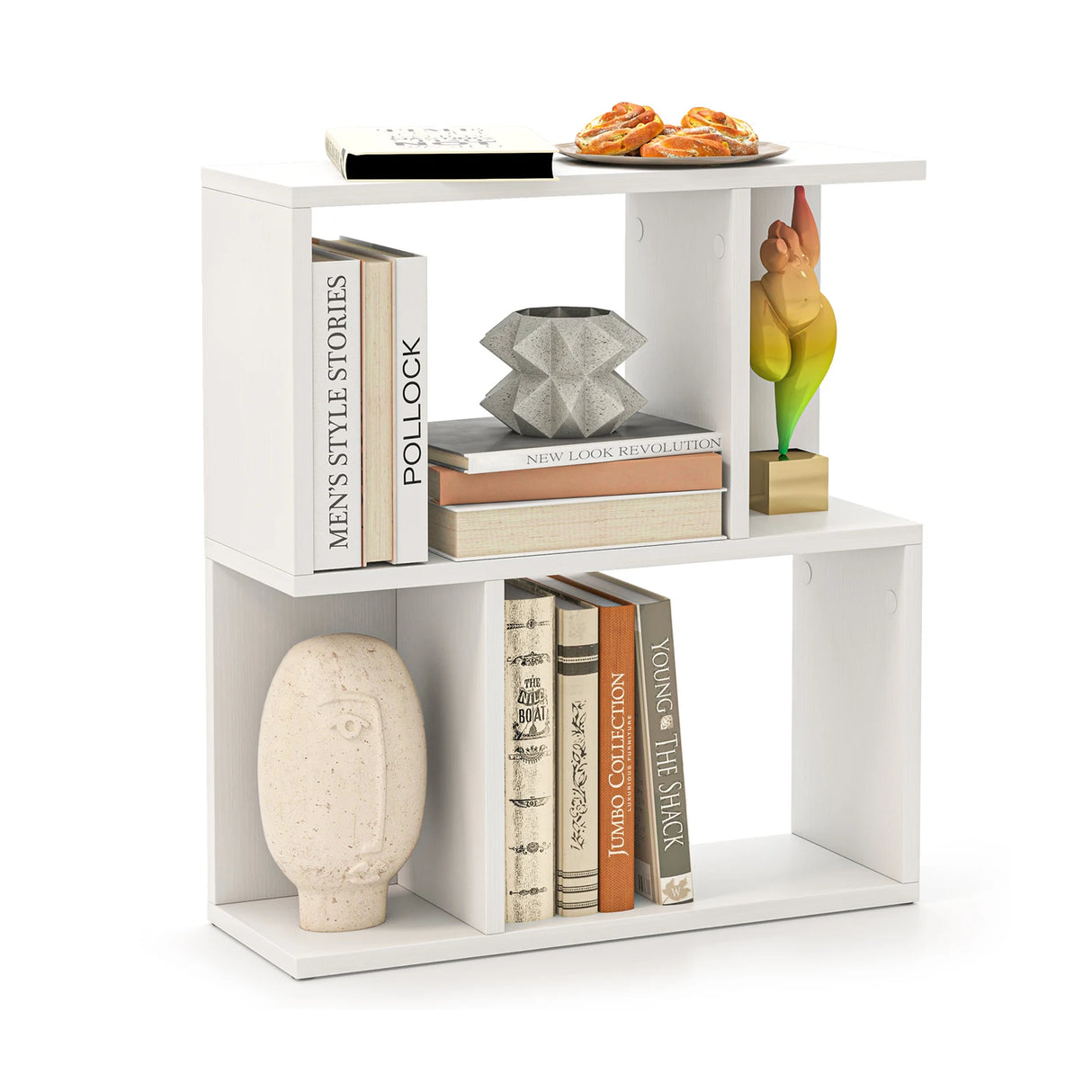 3-Tier Freestanding Bookshelf for Home Office-White