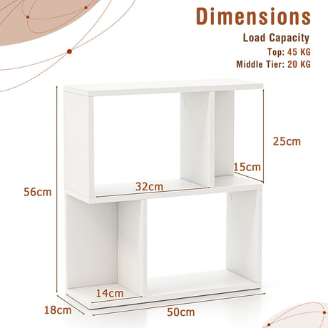 3-Tier Freestanding Bookshelf for Home Office-White