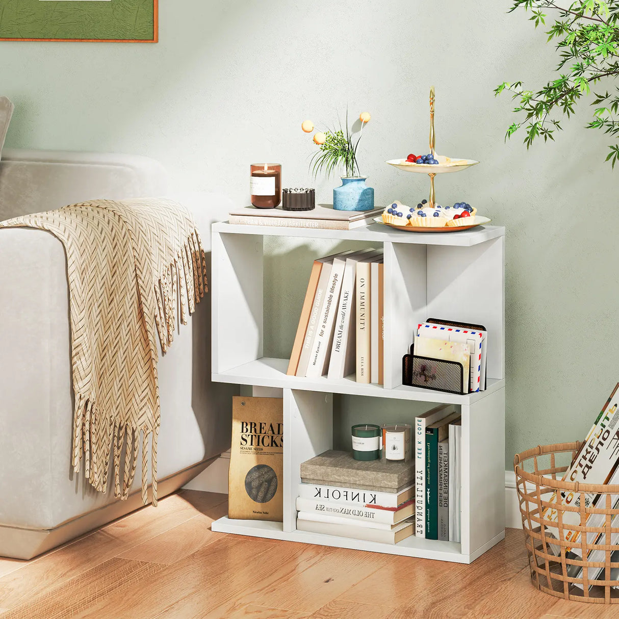 3-Tier Freestanding Bookshelf for Home Office-White
