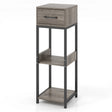 2 Pack 3 Tier Indoor Corner Tall Plant Stand with Drawer-Grey