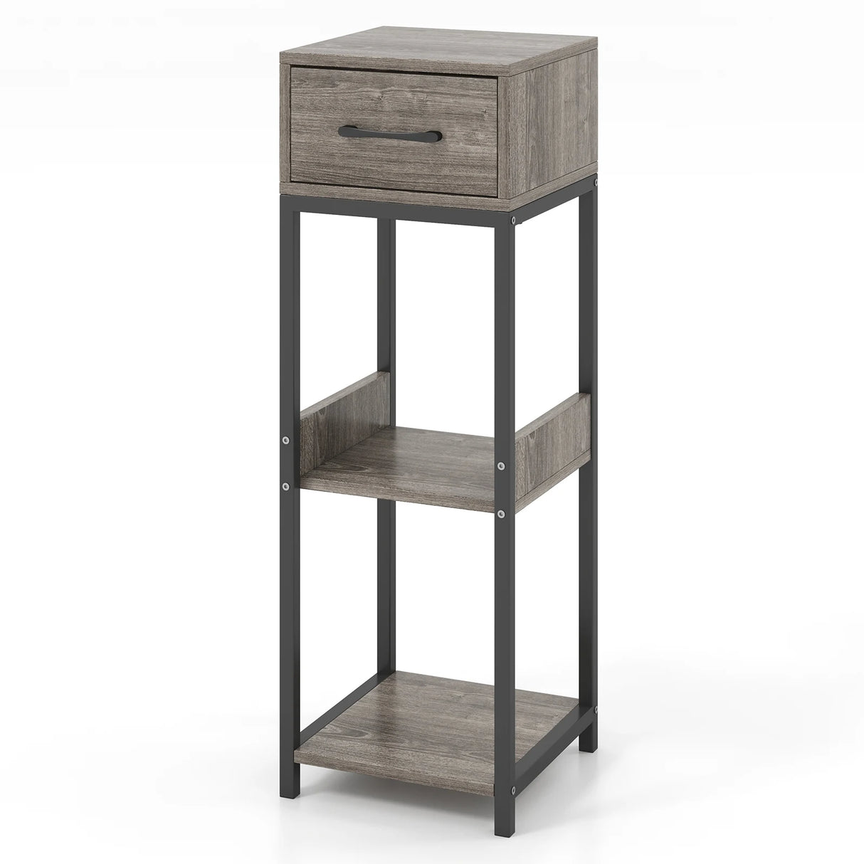 2 Pack 3 Tier Indoor Corner Tall Plant Stand with Drawer-Grey