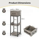 2 Pack 3 Tier Indoor Corner Tall Plant Stand with Drawer-Grey