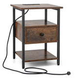 1/2 Pieces 3-Tier Nightstand with Charging Station and Drawer-1 Piece