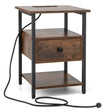 1/2 Pieces 3-Tier Nightstand with Charging Station and Drawer-1 Piece