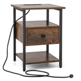 1/2 Pieces 3-Tier Nightstand with Charging Station and Drawer-1 Piece