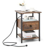 1/2 Pieces 3-Tier Nightstand with Charging Station and Drawer-1 Piece