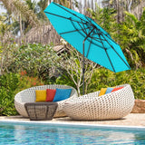 296cm 3 Tier Outdoor Umbrella With Double Vented for Market Backyard Pool Garden-Turquoise