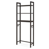 Over-The-Toilet Storage Shelf with Anti-tipping Device and Hooks-Brown