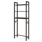 Over-The-Toilet Storage Shelf with Anti-tipping Device and Hooks-Brown
