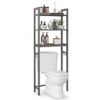 Over-The-Toilet Storage Shelf Space Saving Metal Bathroom Organizer Hooks-Gray
