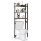 Over-The-Toilet Storage Shelf Space Saving Metal Bathroom Organizer Hooks-Gray
