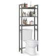 Over-The-Toilet Storage Shelf Space Saving Metal Bathroom Organizer Hooks-Gray