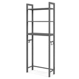 Over-The-Toilet Storage Shelf Space Saving Metal Bathroom Organizer Hooks-Gray