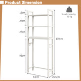 Over-The-Toilet Storage Shelf Space Saving Metal Bathroom Organizer Hooks-White