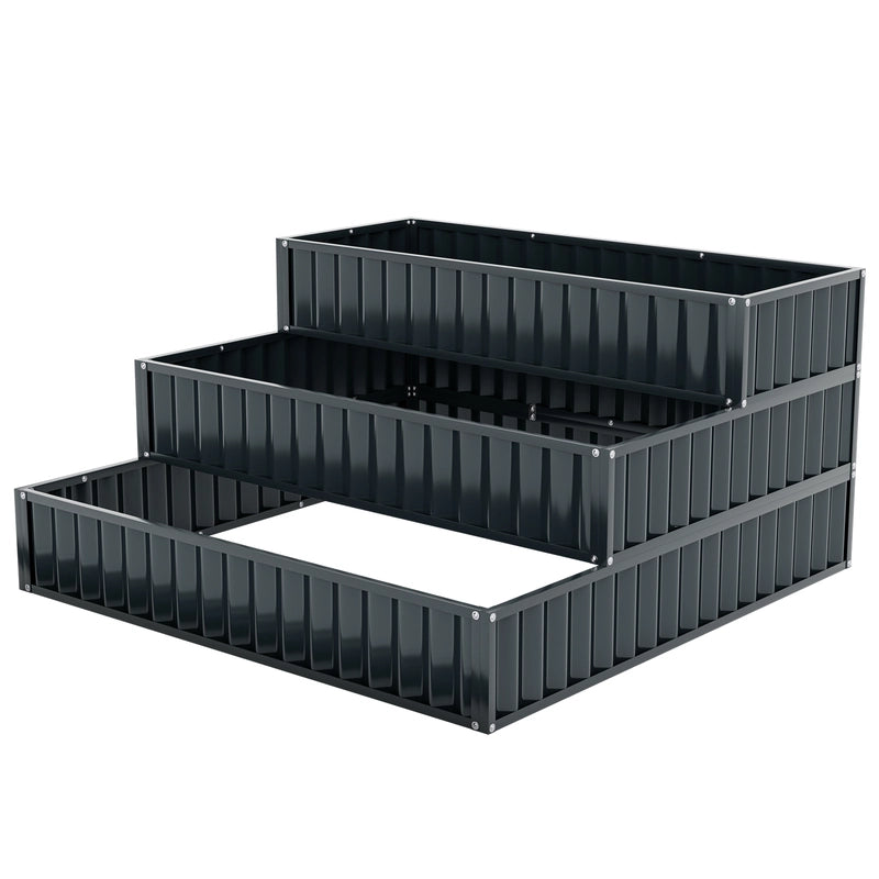 3-Tier Raised Garden Bed with Open ended Base for Vegetable Fruit Flower Herb-Black