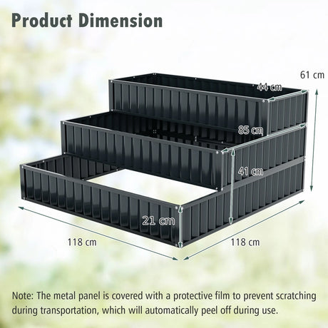 3-Tier Raised Garden Bed with Open ended Base for Vegetable Fruit Flower Herb-Black