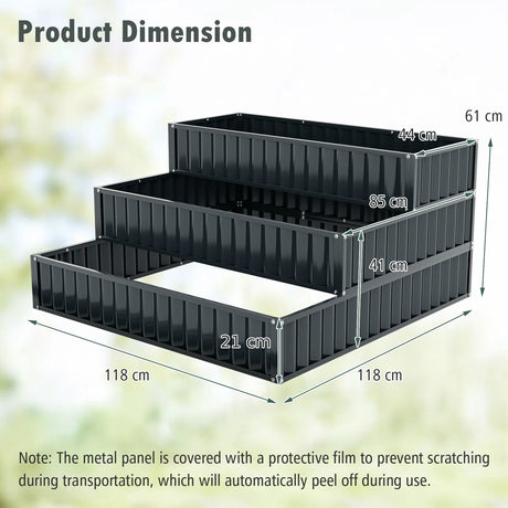 3-Tier Raised Garden Bed with Open ended Base for Vegetable Fruit Flower Herb-Black