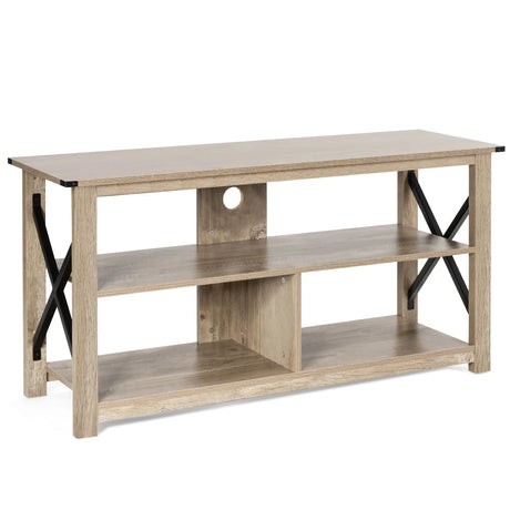 Modern Farmhouse TV Stand Entertainment Center for TV's up to 55-Inch with Open Shelves