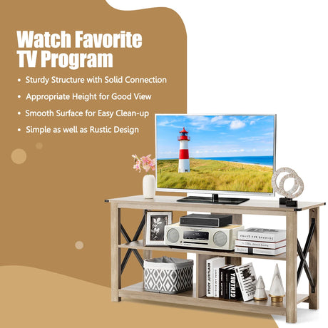 Modern Farmhouse TV Stand Entertainment Center for TV's up to 55-Inch with Open Shelves