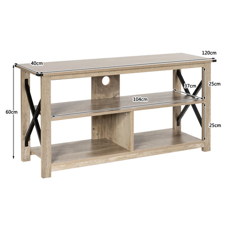 Modern Farmhouse TV Stand Entertainment Center for TV's up to 55-Inch with Open Shelves