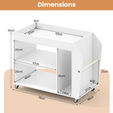 3-Tier Side End Table Rolling Nightstand with Universal Wheels-White
