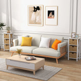 4-tier bedside table with 3 seagrass baskets &amp; X-Design narrow side table 36 x 30 x 80 cm white