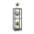 3-Tier Tall Metal Plant Stand Corner Plant Holder with Anti-tipping Device-Black & Gray