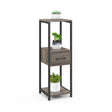 2 Pack 3 Tier Tall Metal Plant Stand with Drawer-Grey