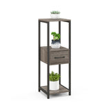 2 Pack 3 Tier Tall Metal Plant Stand with Drawer-Grey