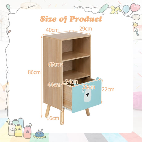 3-Tier Kids Wooden Bookshelf for Kids Room & Playing Room